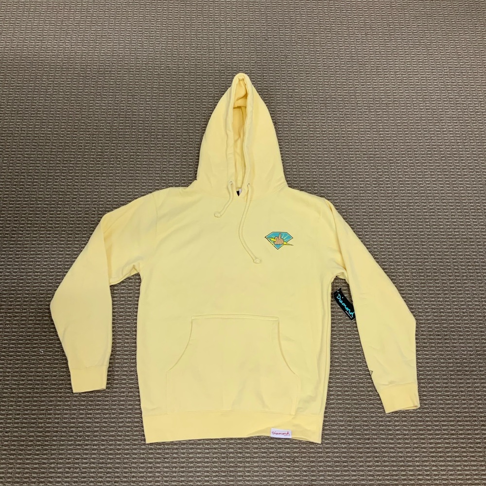 DIAMOND SUPPLY CO “BOLTS” SKATEBOARD HARDWARE HOODIE SIZE SMALL YELLOW
